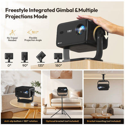 4K Smart Projector 18000 Lumen LED 1080P Wifi Bluetooth UHD Home Theater US